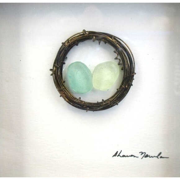 Sharon Nowlan Two in the Nest Shadow Box Frame Nova Scotia Artist NWT - Picture 5 of 8